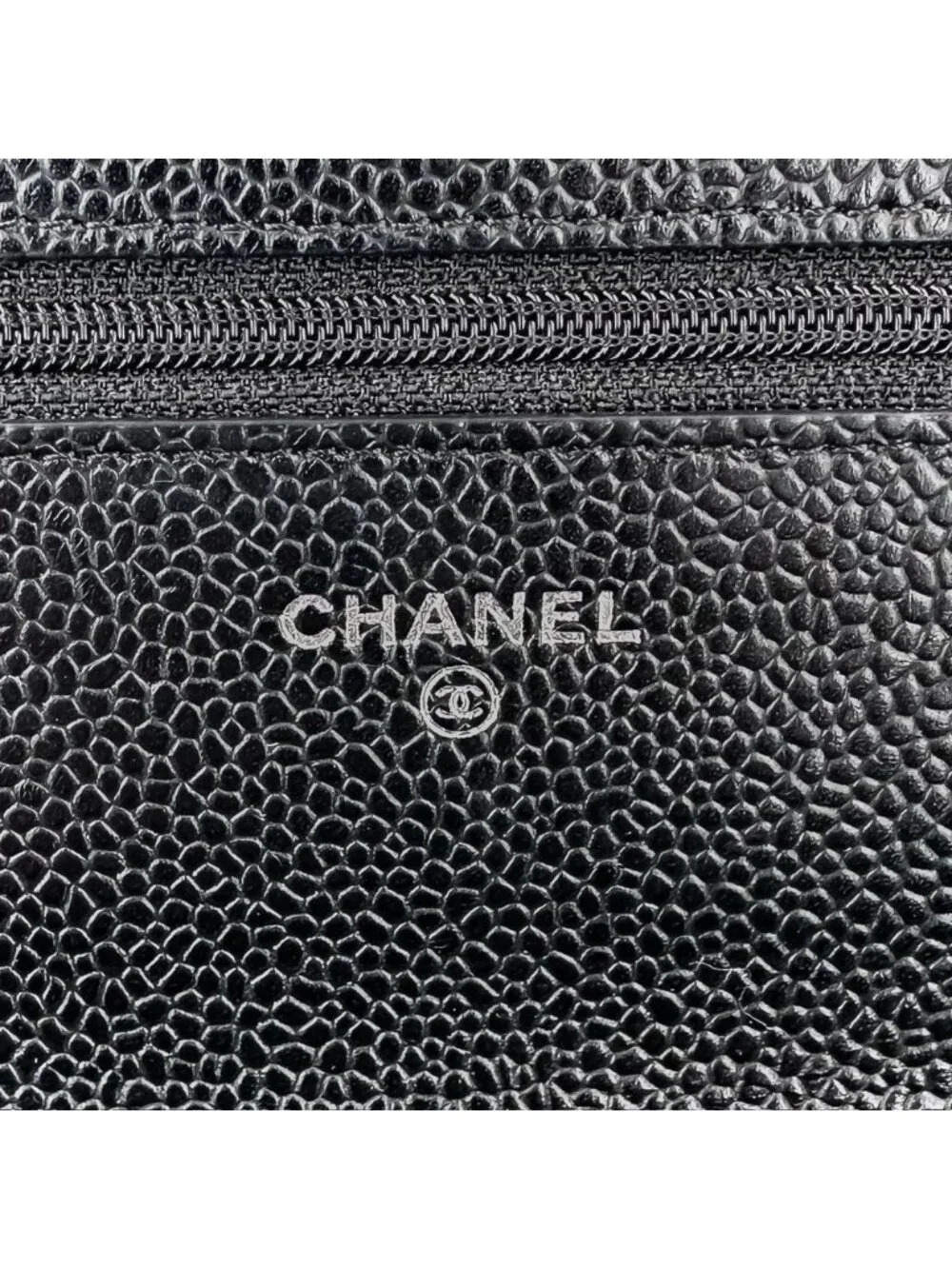 Chanel CC Logo Caviar Leather Quilted Classic Chain Wallet Black Shoulder